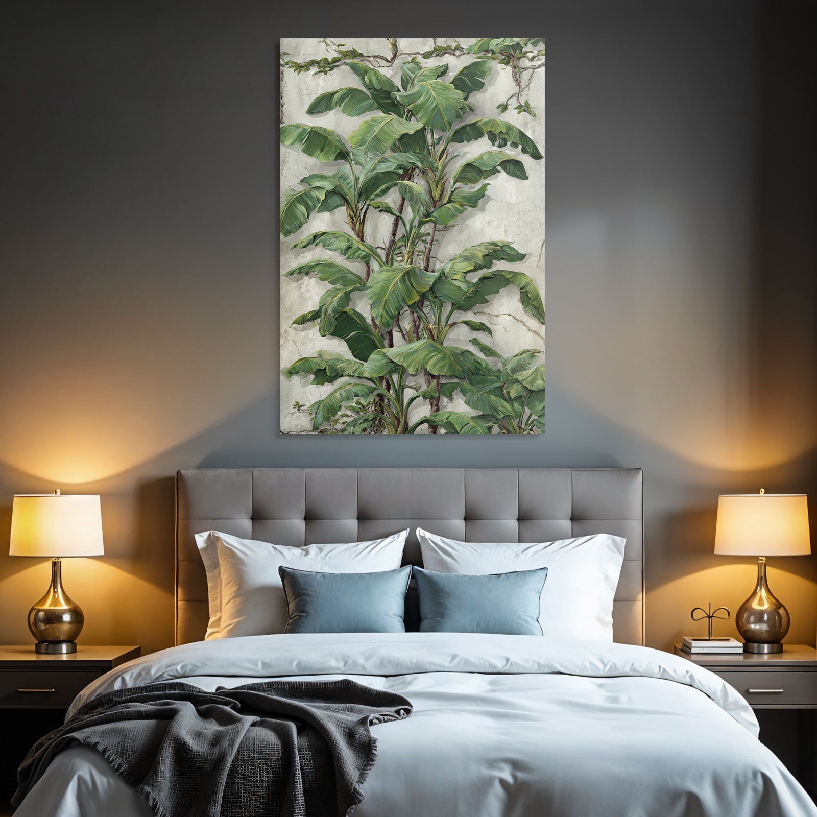 Tropics and Jungle Green Plants Tropical Background Concrete Texture