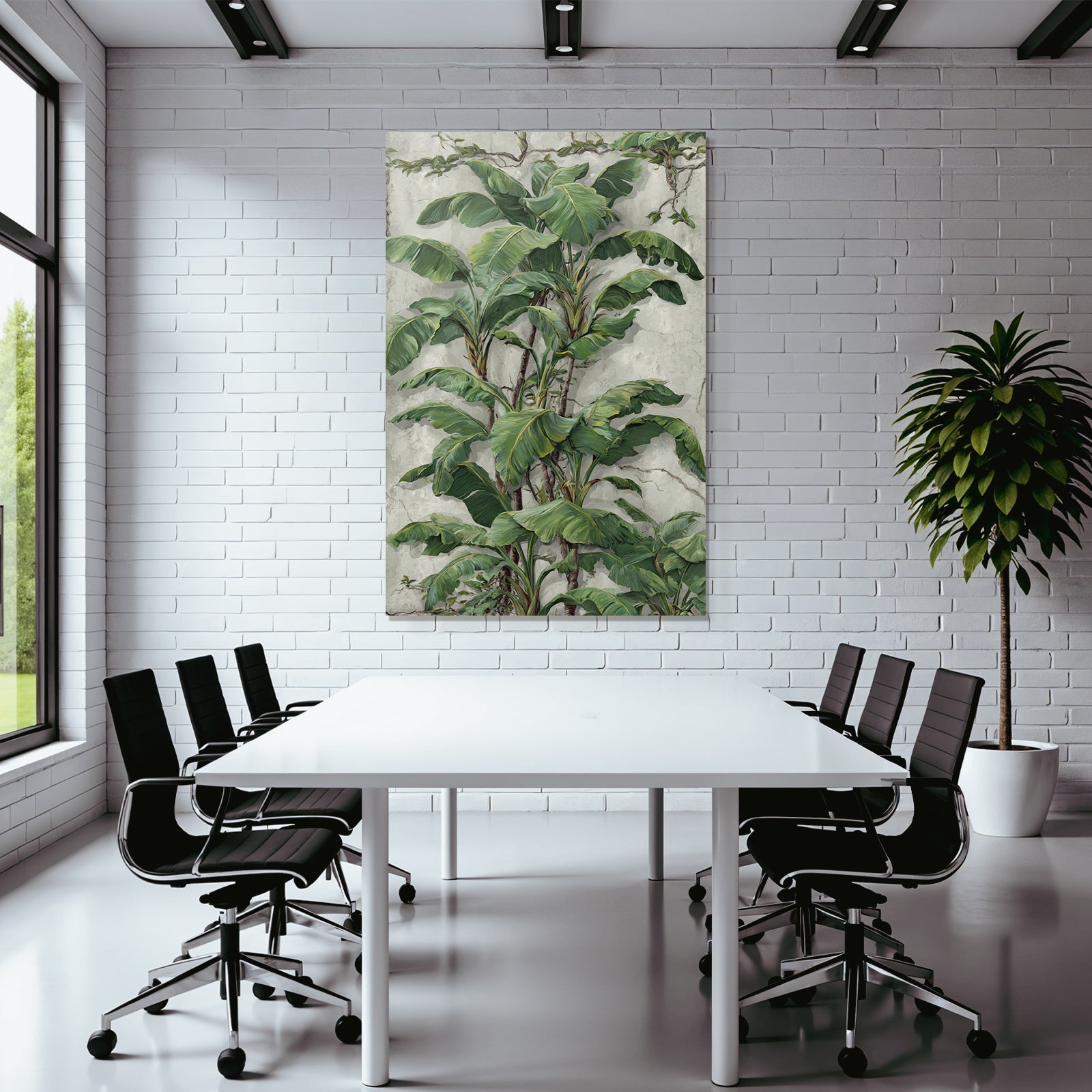 Tropics and Jungle Green Plants Tropical Background Concrete Texture