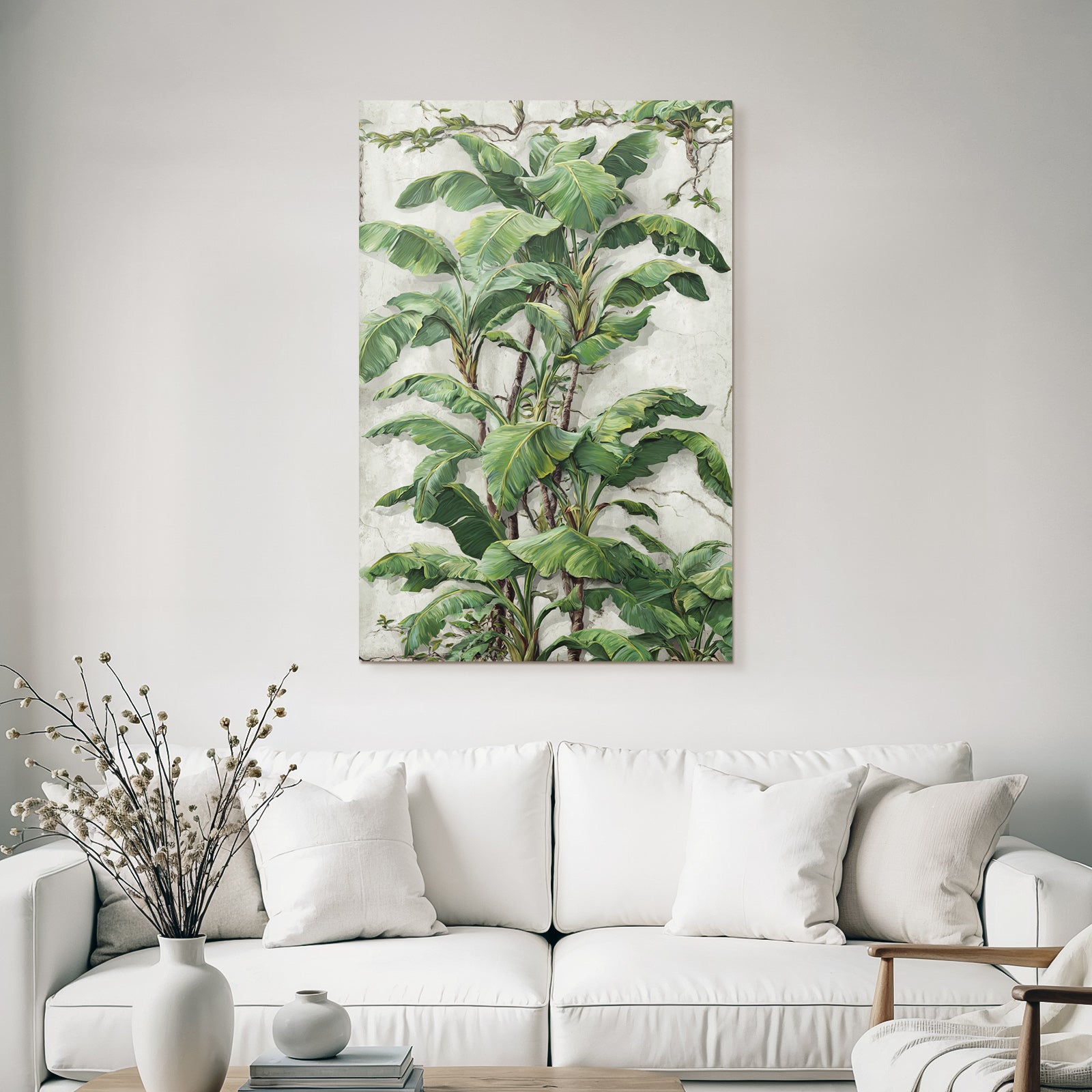Tropics and Jungle Green Plants Tropical Background Concrete Texture