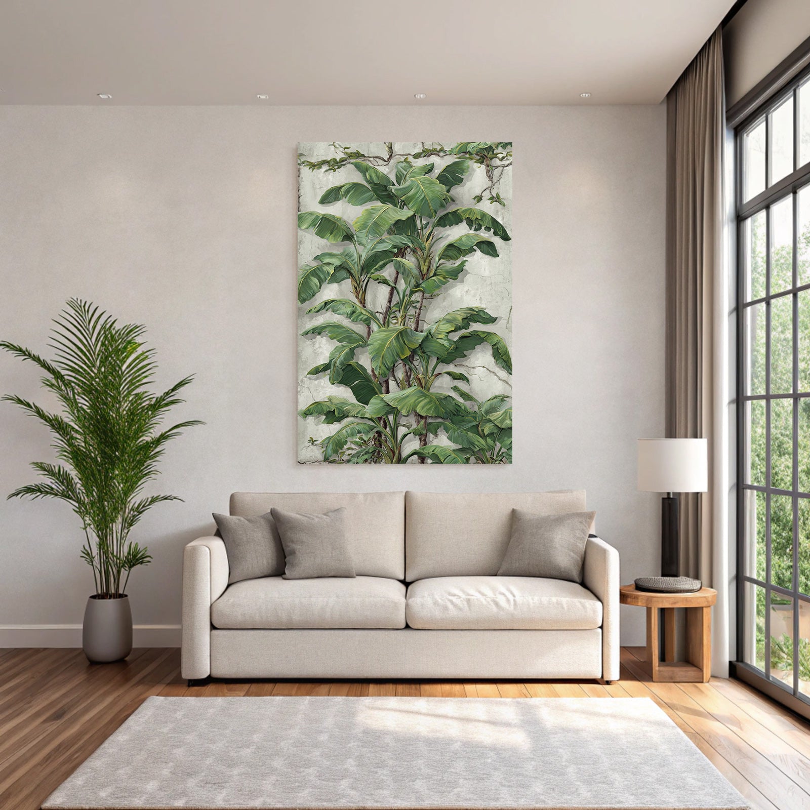Tropics and Jungle Green Plants Tropical Background Concrete Texture