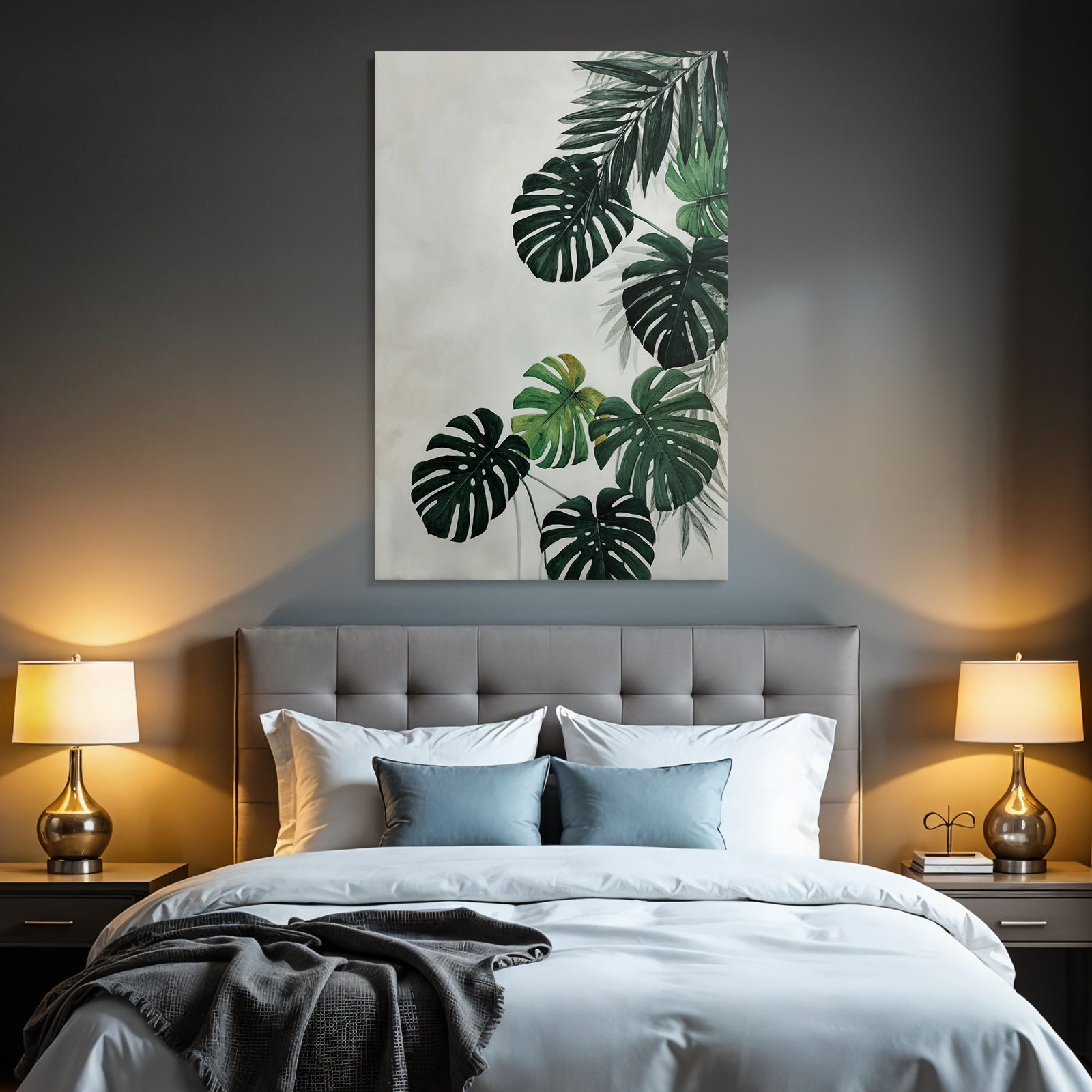 Tropics and Jungle Green Tropical Leaves Monstera Foil Illustration