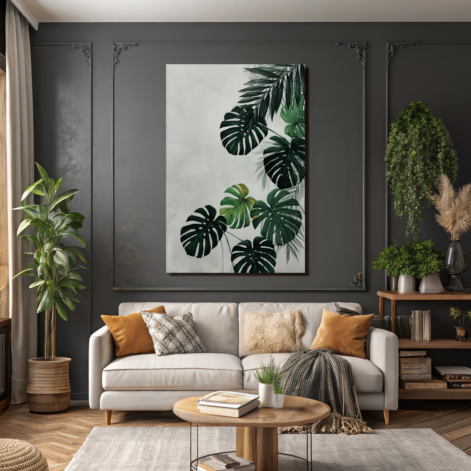 Tropics and Jungle Green Tropical Leaves Monstera Foil Illustration