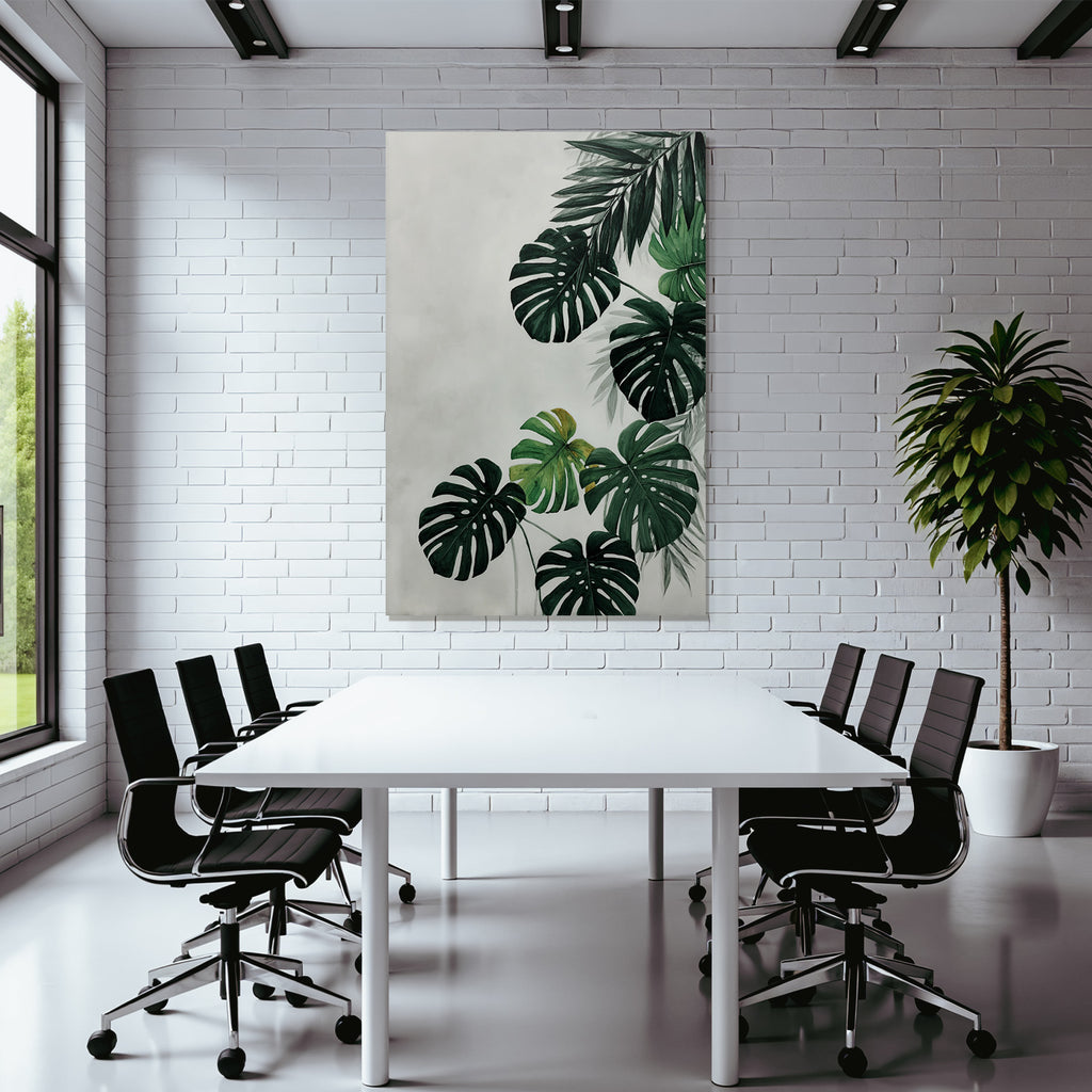 Tropics and Jungle Green Tropical Leaves Monstera Foil Illustration