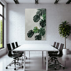 Tropics and Jungle Green Tropical Leaves Monstera Foil Illustration