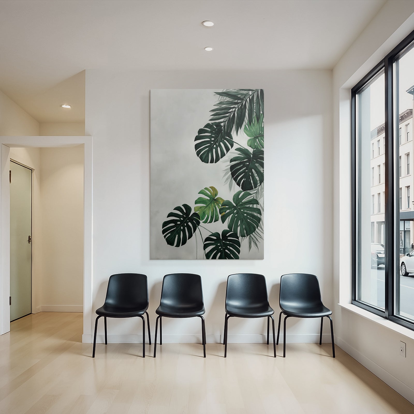 Tropics and Jungle Green Tropical Leaves Monstera Foil Illustration