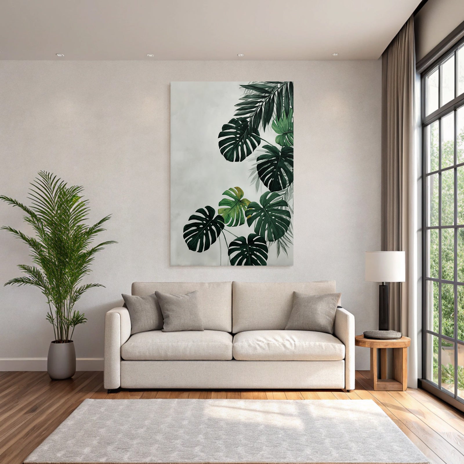 Tropics and Jungle Green Tropical Leaves Monstera Foil Illustration