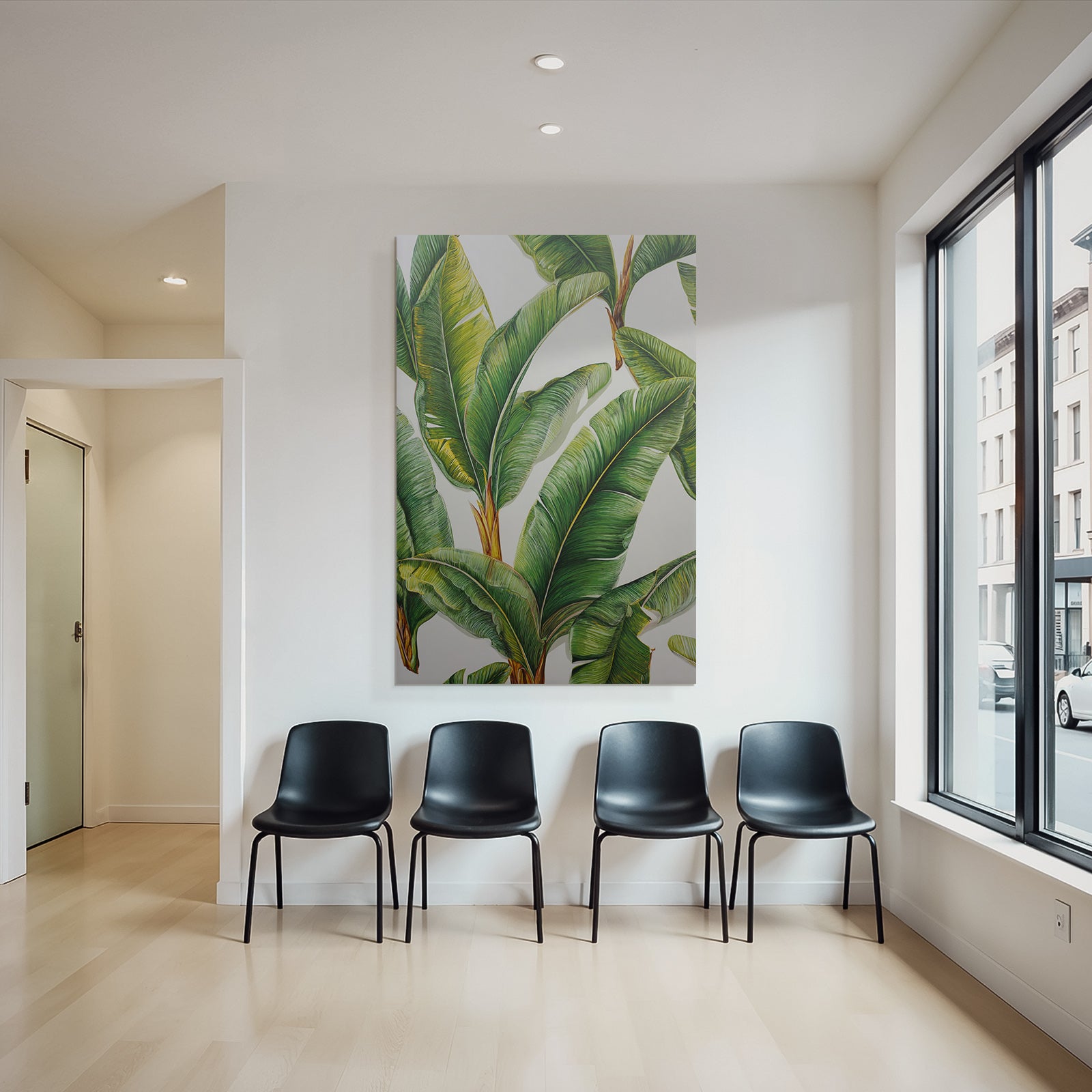 Tropics and Jungle Bright Green Banana or Palm Leaves Botanical Art