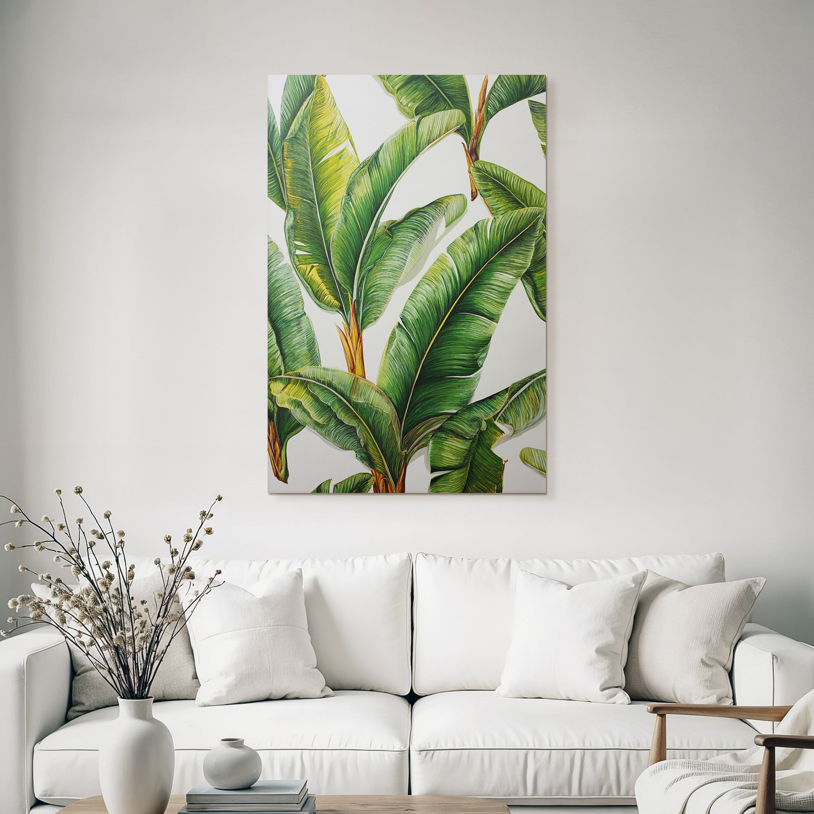 Tropics and Jungle Bright Green Banana or Palm Leaves Botanical Art