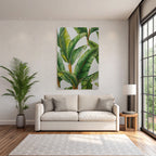 Tropics and Jungle Bright Green Banana or Palm Leaves Botanical Art