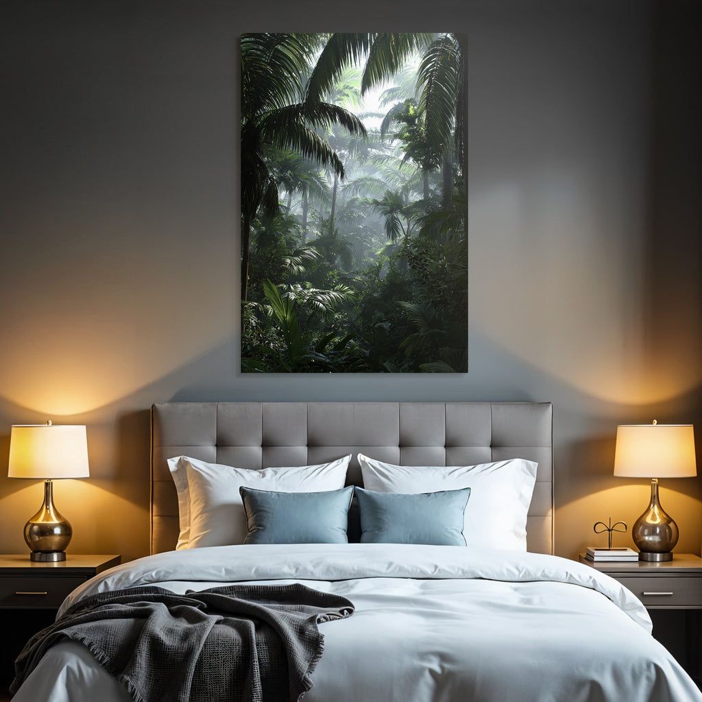 Tropen Und Dschungel Lush Jungle Rainforest Scene Misty Foggy Atmosphere Light Filtering Deep Greenery