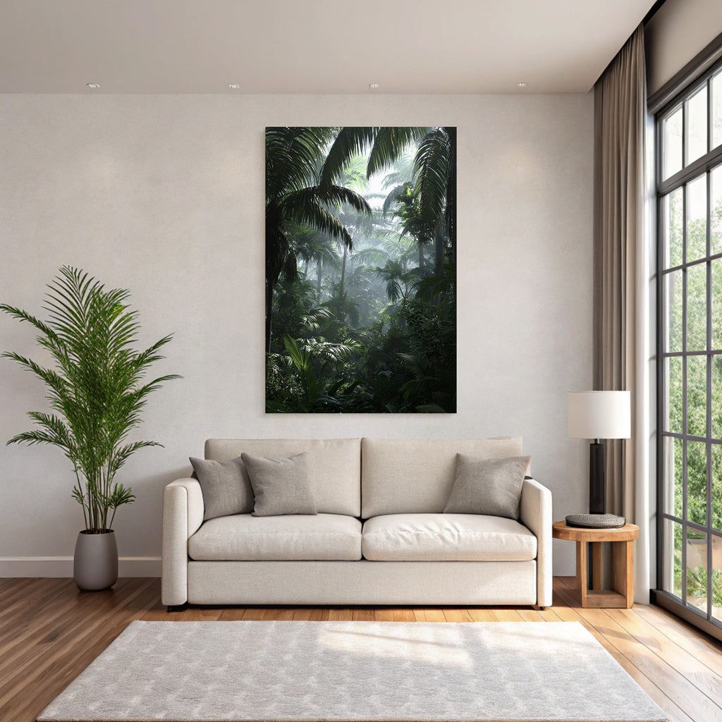 Tropen Und Dschungel Lush Jungle Rainforest Scene Misty Foggy Atmosphere Light Filtering Deep Greenery