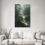 Tropics and Jungle Lush Misty Jungle Scene with Dense Foliage and Soft Light