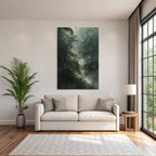 Tropics and Jungle Lush Misty Jungle Scene with Dense Foliage and Soft Light