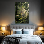 Tropics and Jungle Lush Rainforest Scenic View With Rays of Light