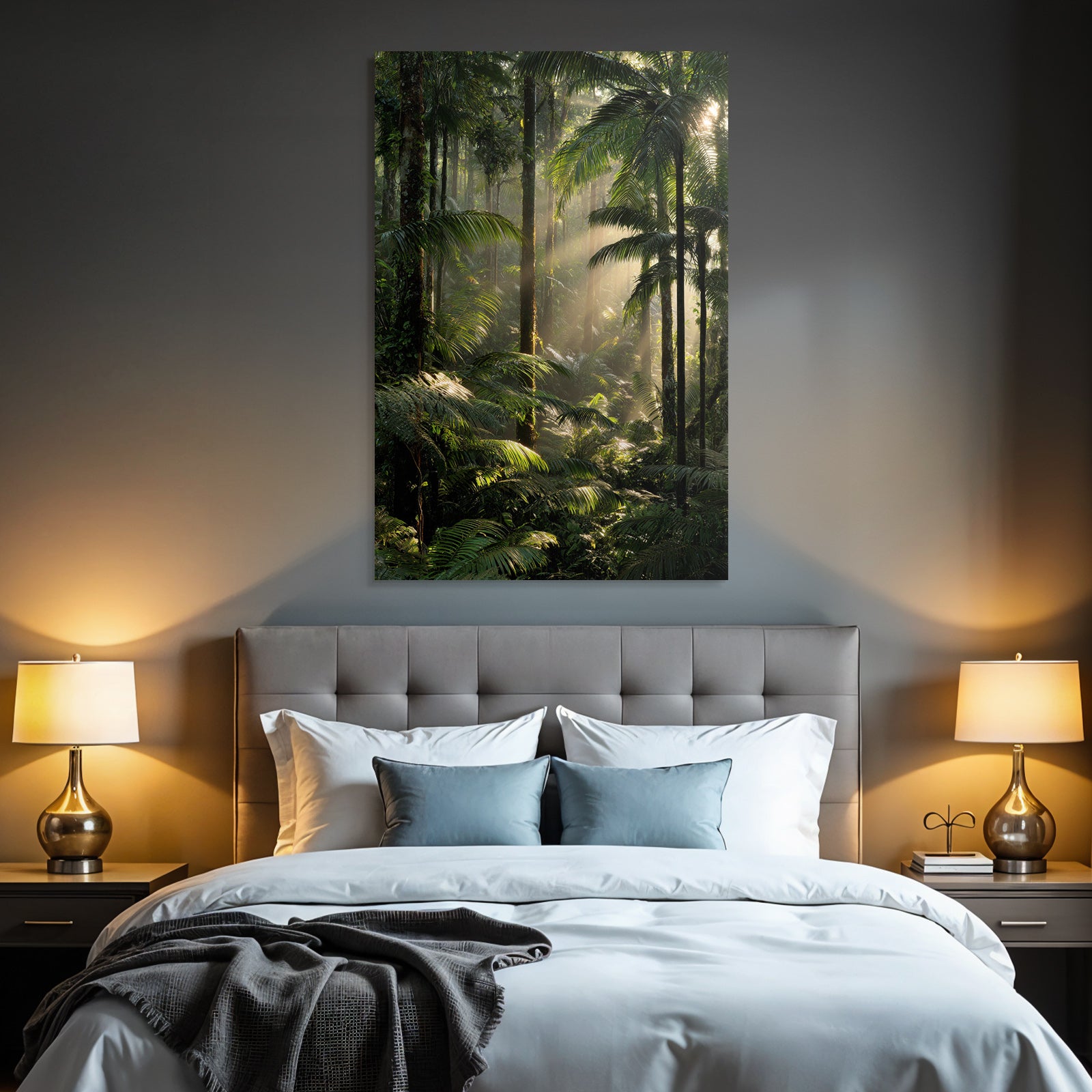 Tropics and Jungle Lush Rainforest Scenic View With Rays of Light