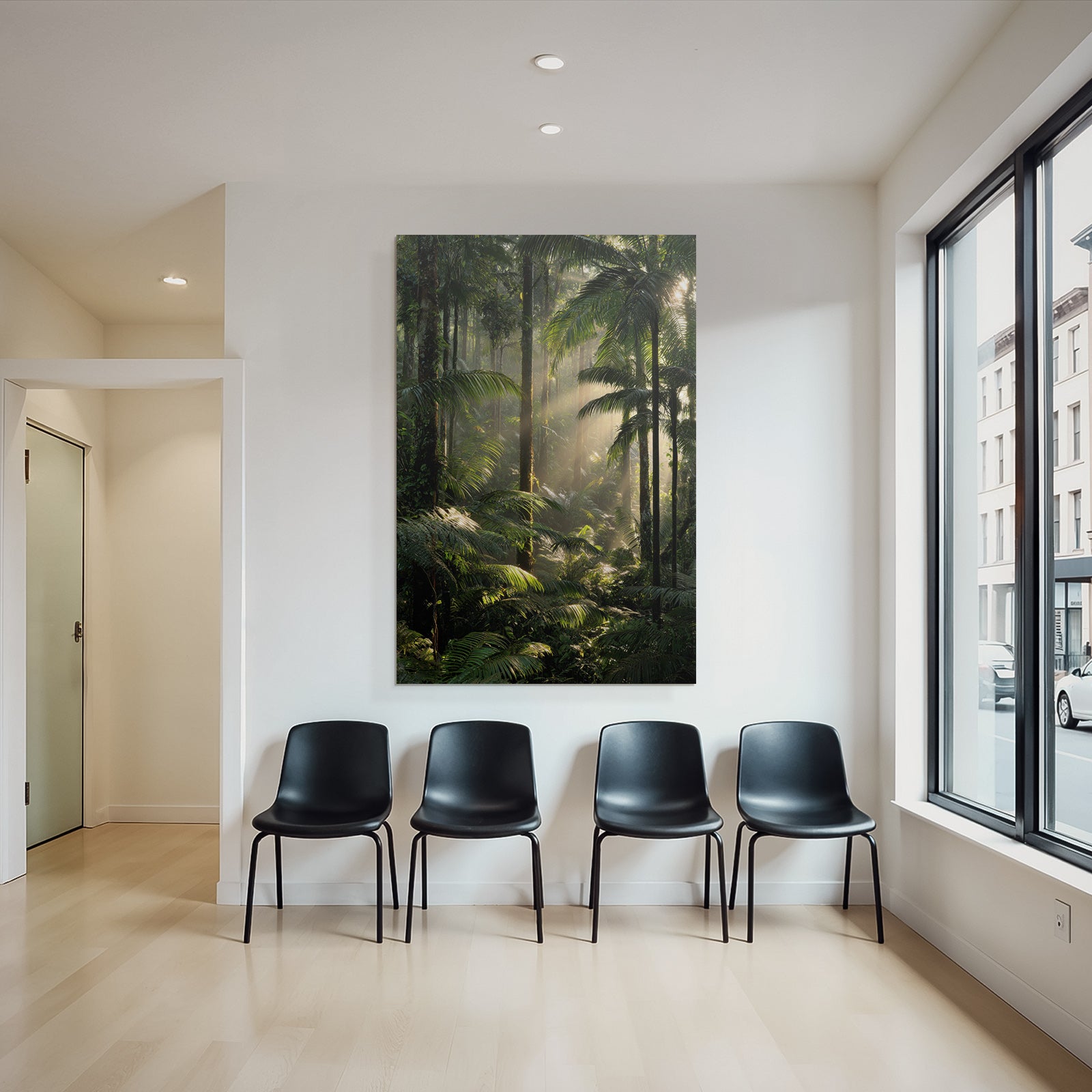 Tropics and Jungle Lush Rainforest Scenic View With Rays of Light