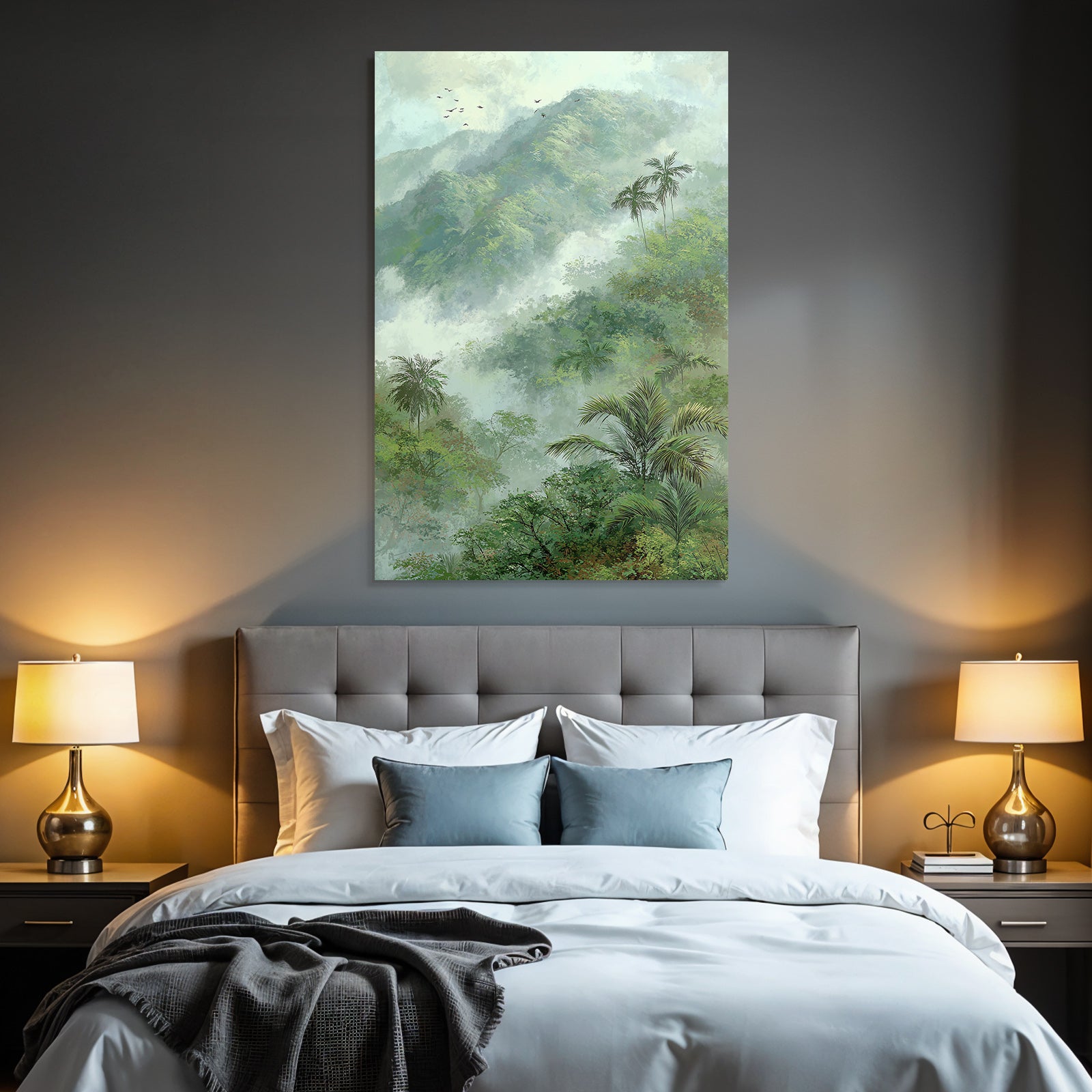 Tropics and jungle Misty mountain landscape with dense greenery