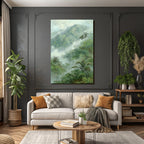 Tropics and jungle Misty mountain landscape with dense greenery