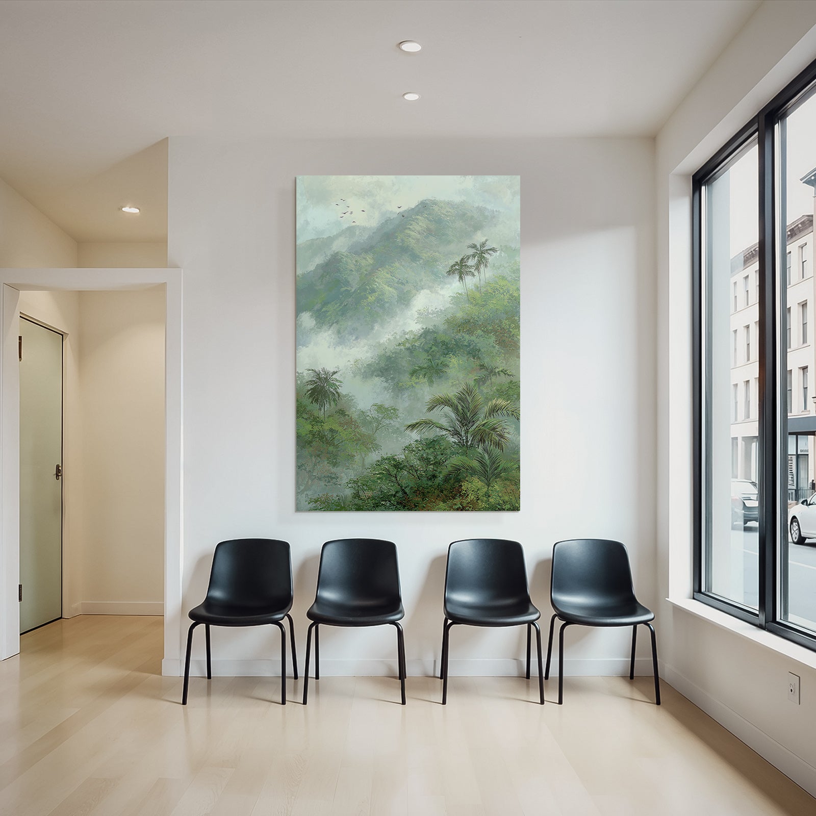 Tropics and jungle Misty mountain landscape with dense greenery