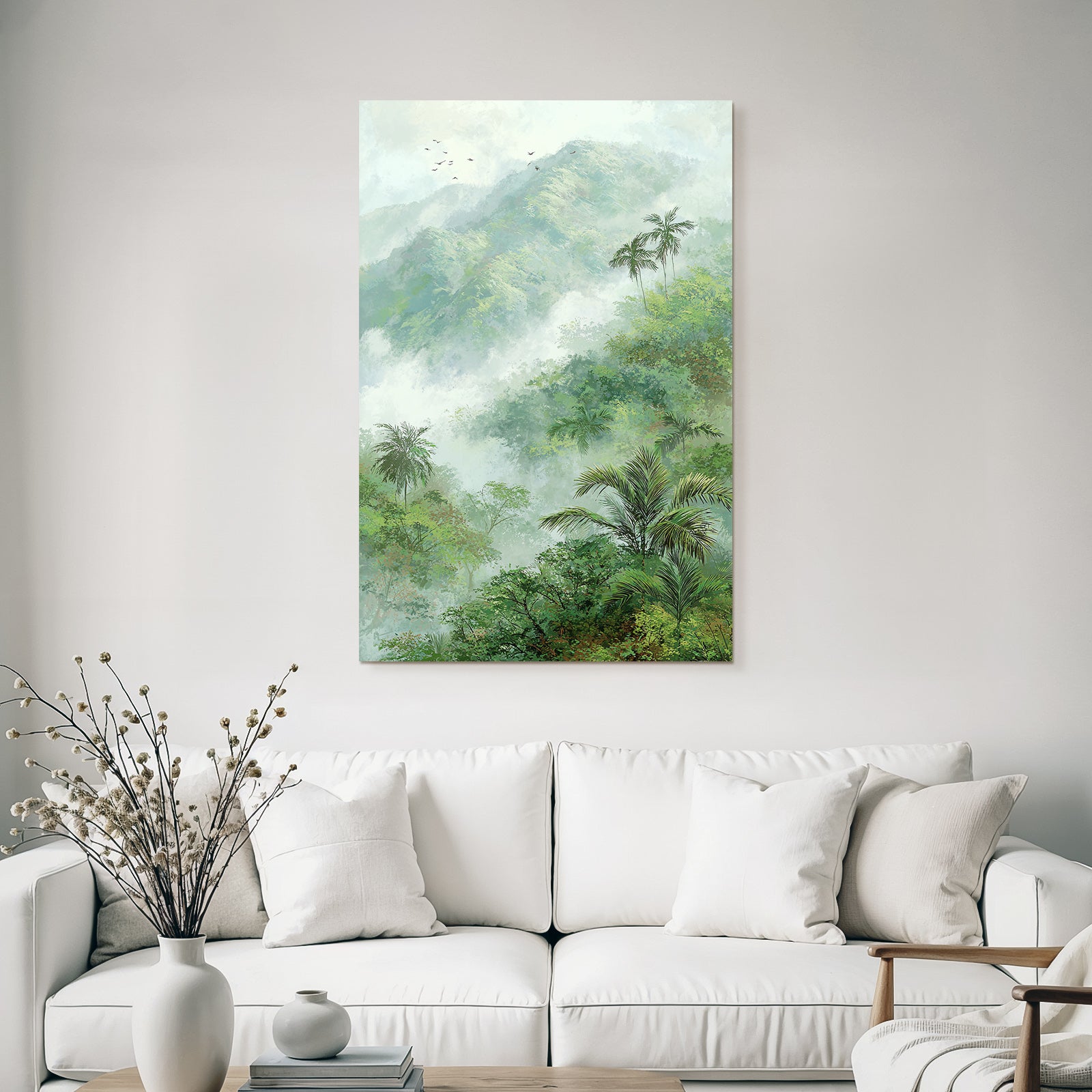 Tropics and jungle Misty mountain landscape with dense greenery