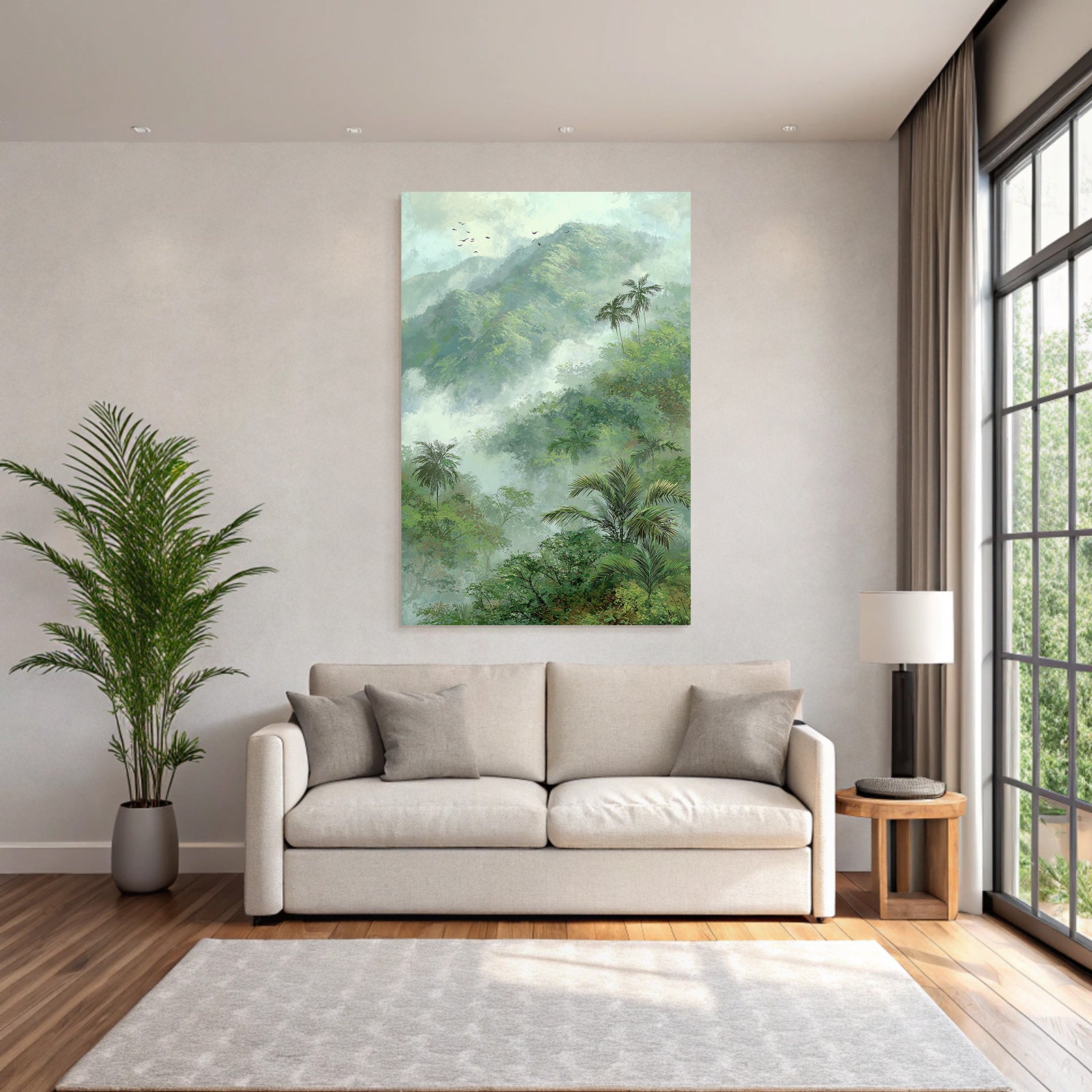 Tropics and jungle Misty mountain landscape with dense greenery