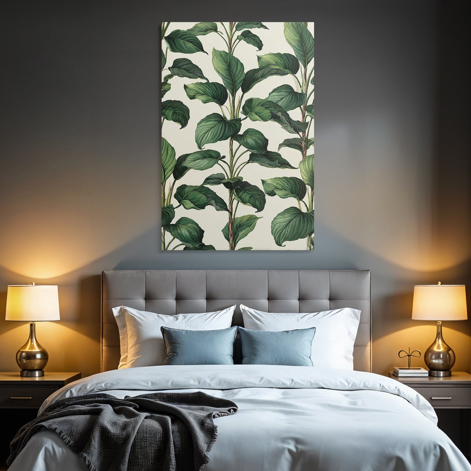 Tropical and jungle pattern of lush green leaves on a light background