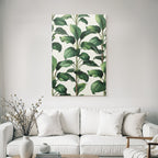 Tropical and jungle pattern of lush green leaves on a light background