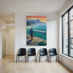 Tropics and jungle calm fish moment by the sea with mountain horizon sunset