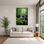 Tropics and Jungle Tranquil and Green Forest with Waterfall and Power Supply