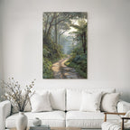 Tropics and Jungle Tranquil Forest Path with Green Landscape in Early Morning Light