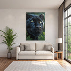 Tropics and Jungle Black Panther Close Up with Bright Eyes