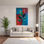 Tropics and jungle stylized painting of leaves with vibrant colors