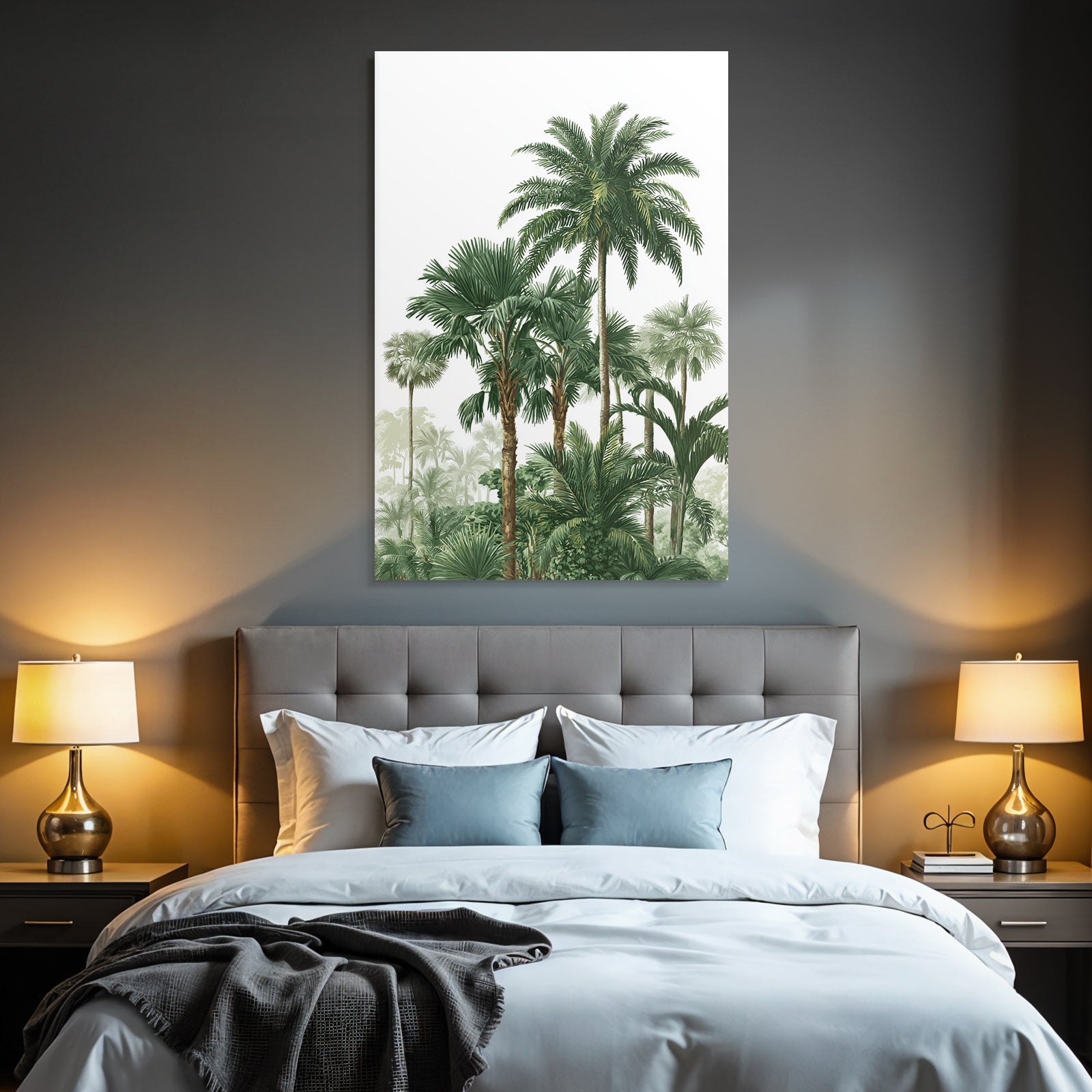 Tropics and Jungle Tropical Landscape with Palm Trees and Green Foliage