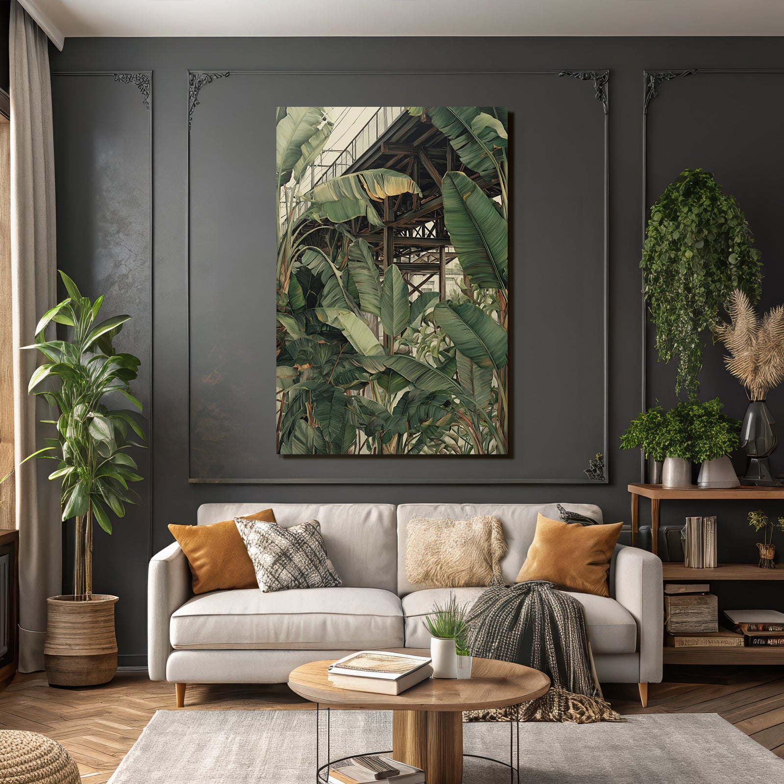 Tropics and Jungle Tropical Plants and Wood Structure Landscape