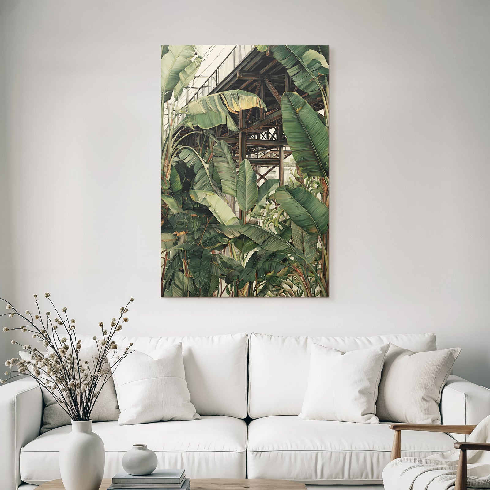 Tropics and Jungle Tropical Plants and Wood Structure Landscape