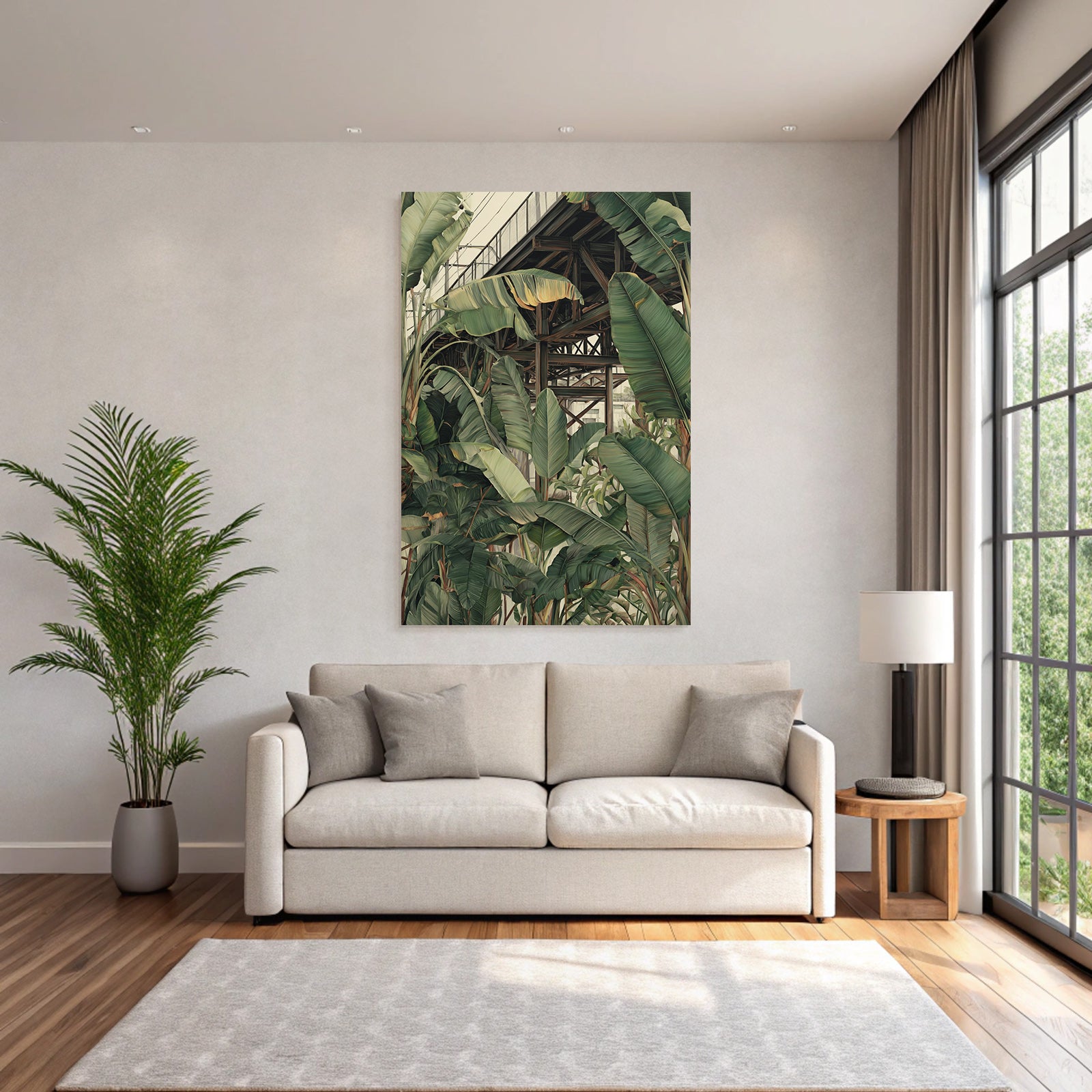 Tropics and Jungle Tropical Plants and Wood Structure Landscape