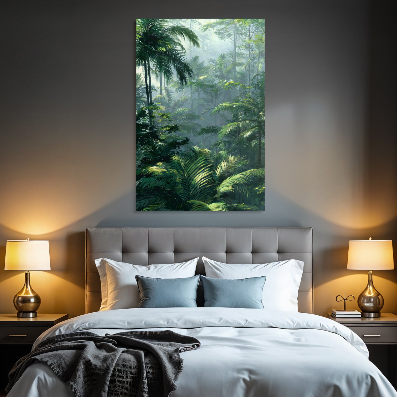 Tropics and Jungle Tropical rainforest with dense vegetation and palm trees