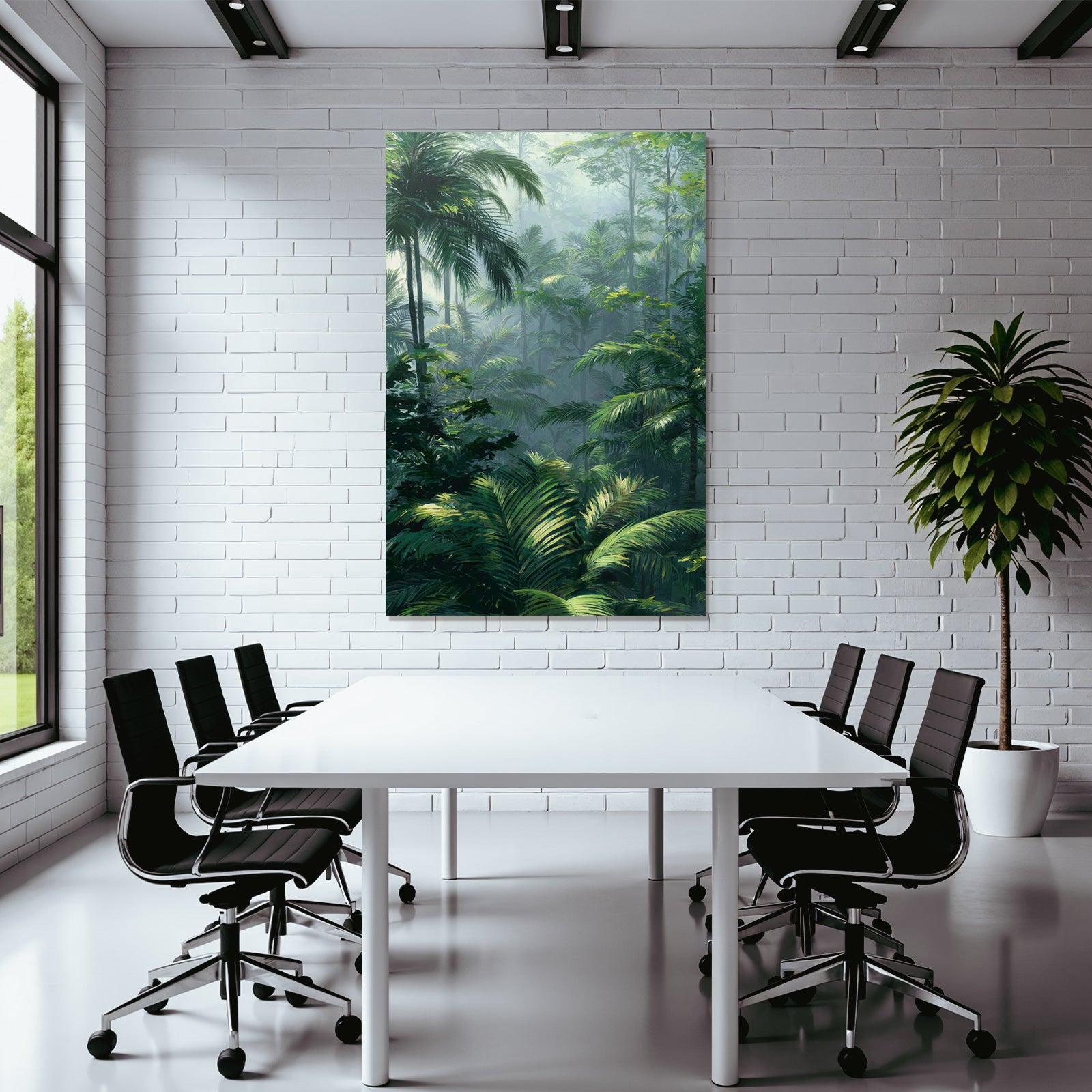 Tropics and Jungle Tropical rainforest with dense vegetation and palm trees