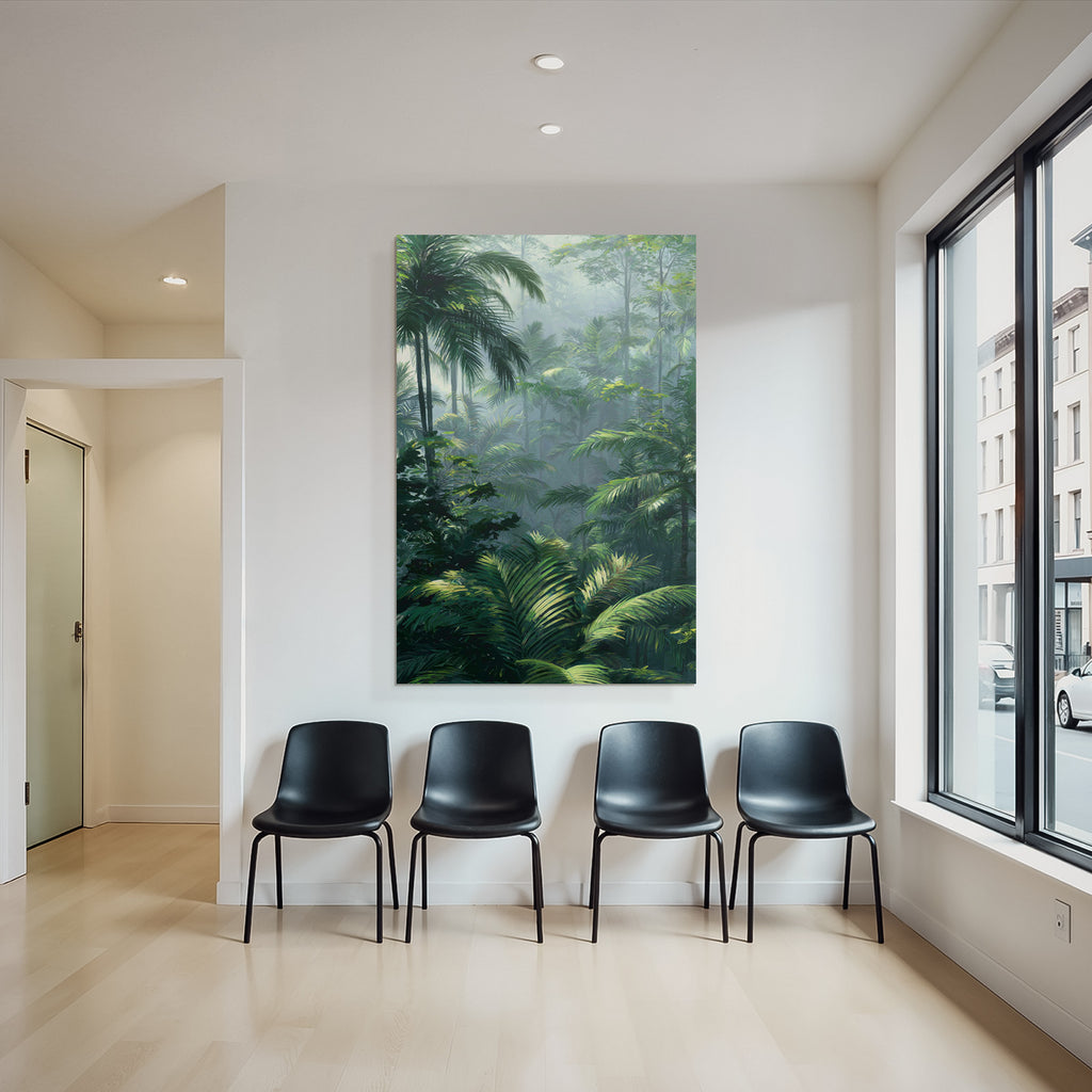 Tropics and Jungle Tropical rainforest with dense vegetation and palm trees