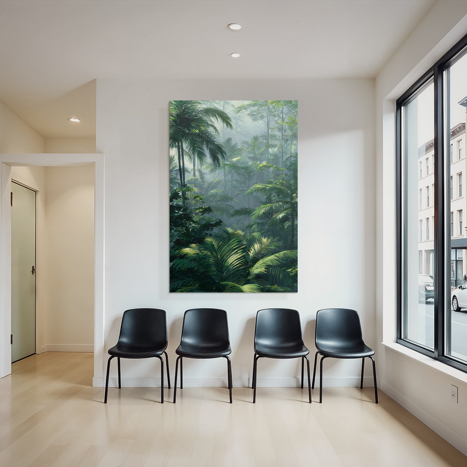 Tropics and Jungle Tropical rainforest with dense vegetation and palm trees