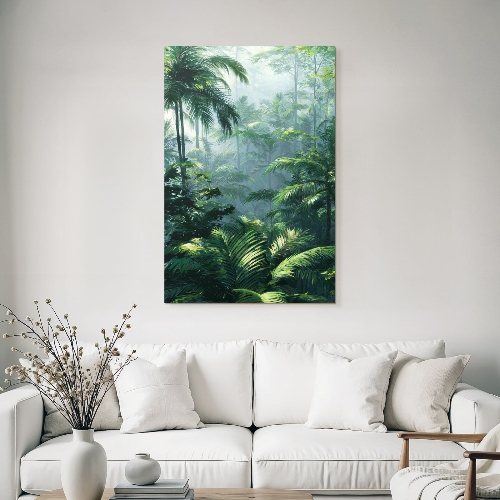 Tropics and Jungle Tropical rainforest with dense vegetation and palm trees