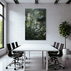 Tropics and Jungle Tropical Rainforest with Palm Trees and Dense Following in Misty Light