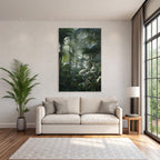 Tropics and Jungle Tropical Rainforest with Palm Trees and Dense Following in Misty Light