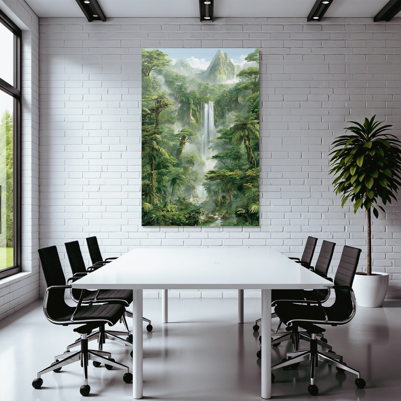 Tropics and Jungle Tropical Rainforest with Waterfall and Mountains