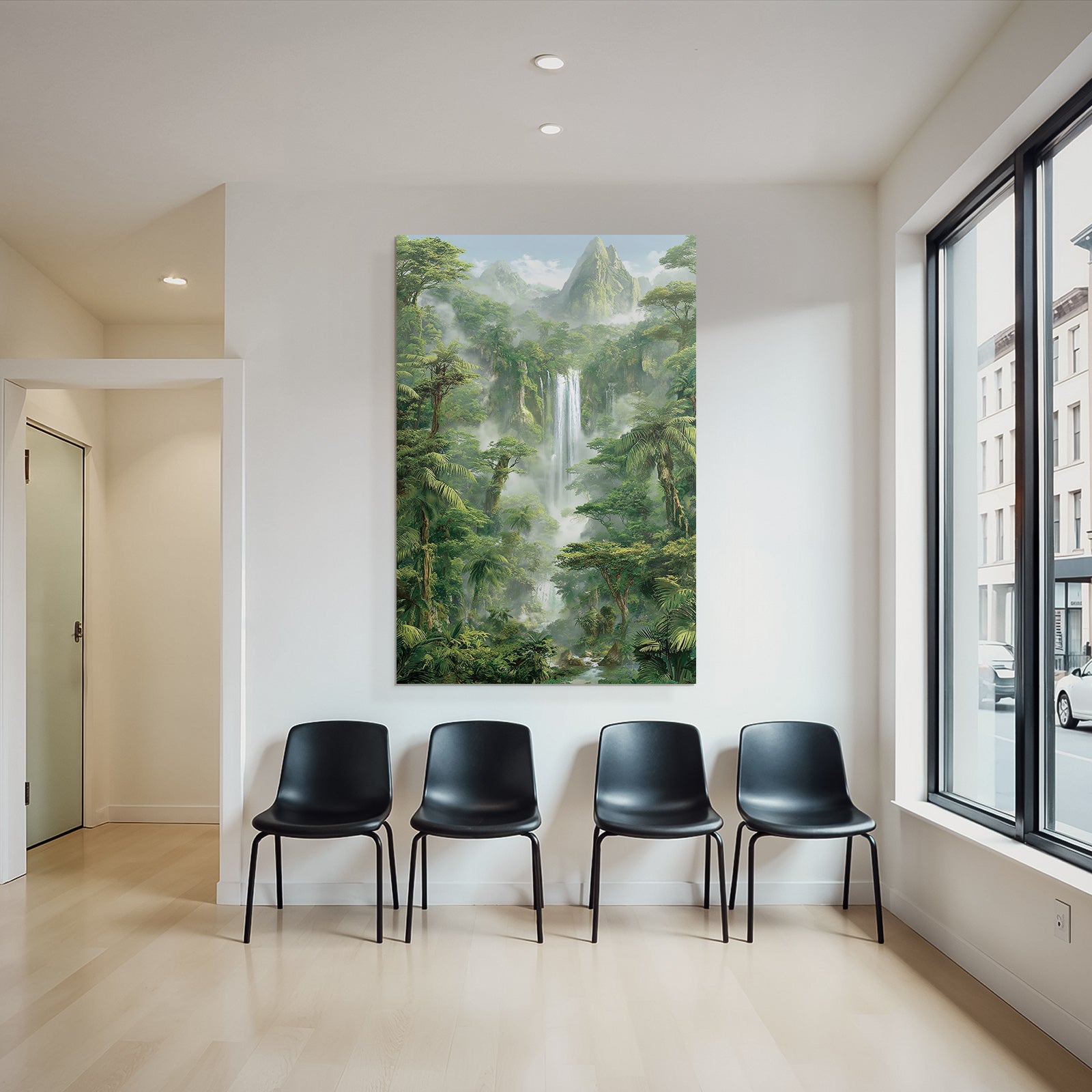 Tropics and Jungle Tropical Rainforest with Waterfall and Mountains