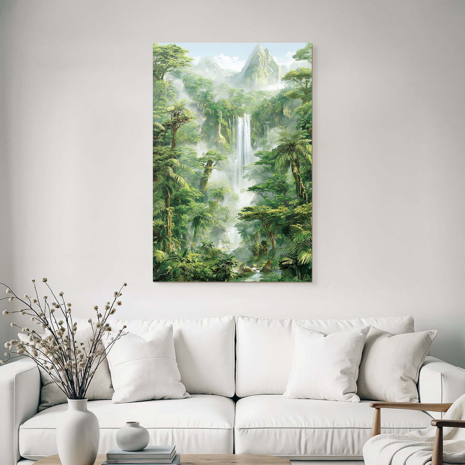 Tropics and Jungle Tropical Rainforest with Waterfall and Mountains