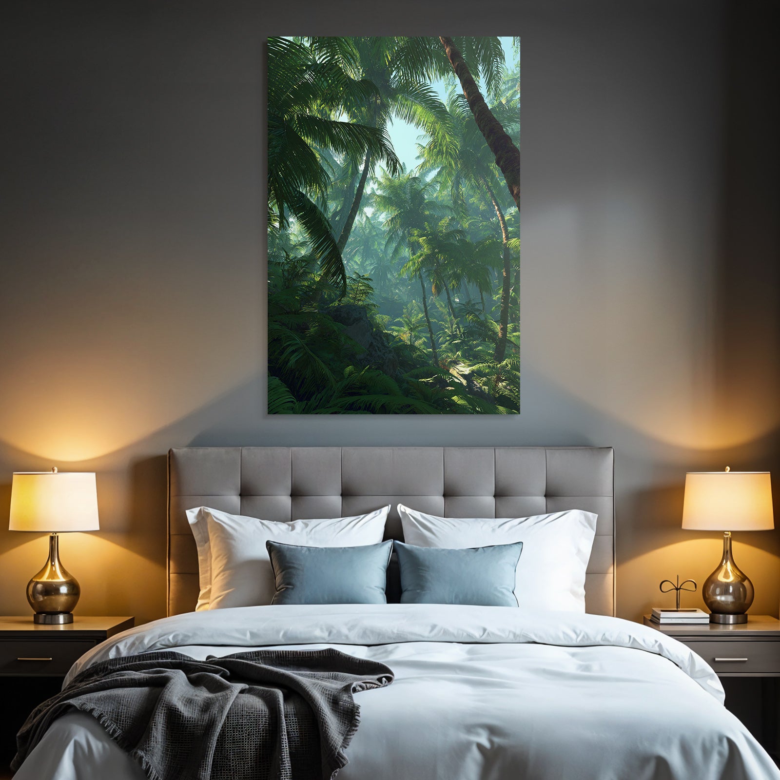 Tropics and Jungle Tropical Forest with Palm Trees and Green Light Ambiance