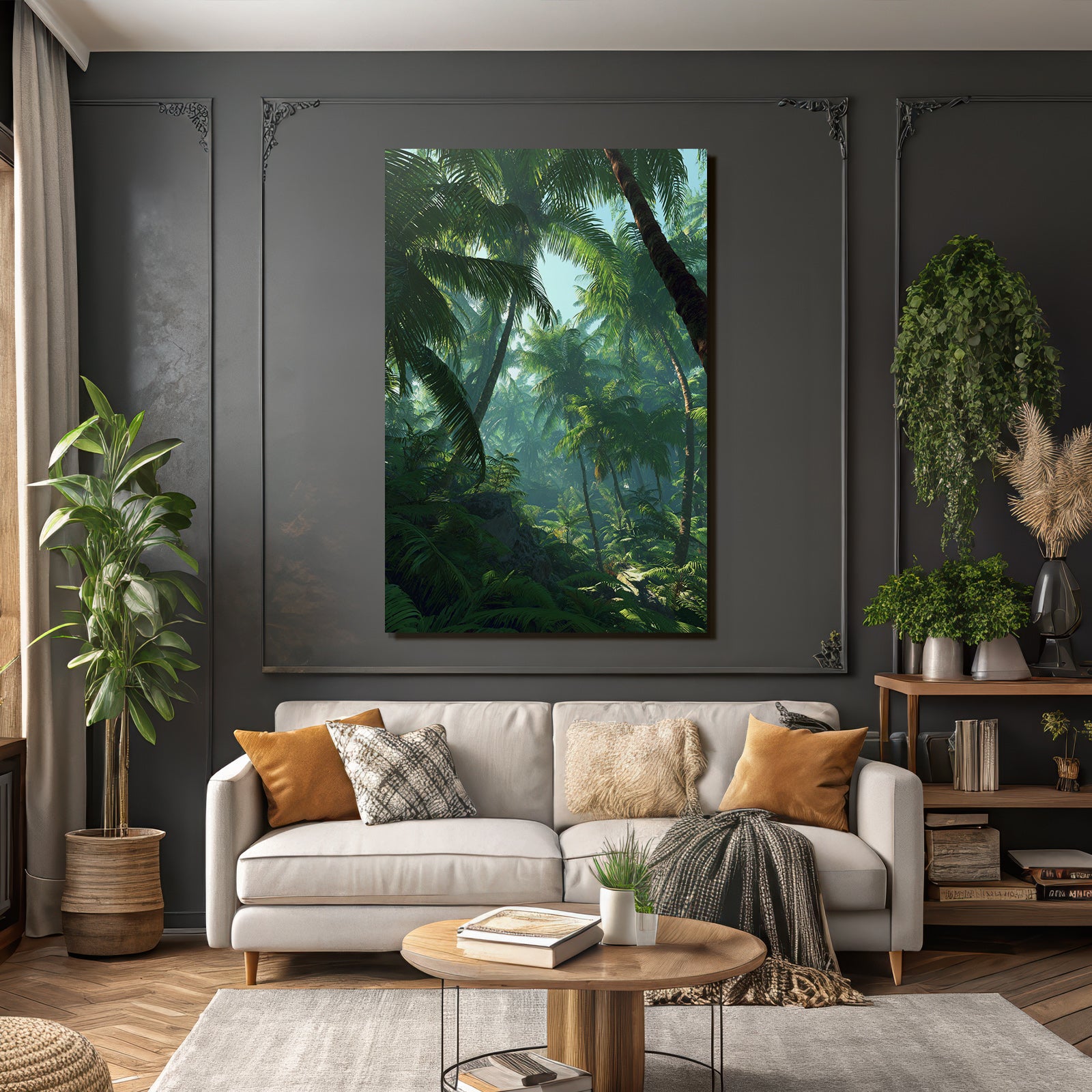 Tropics and Jungle Tropical Forest with Palm Trees and Green Light Ambiance