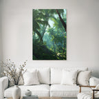Tropics and Jungle Tropical Forest with Palm Trees and Green Light Ambiance