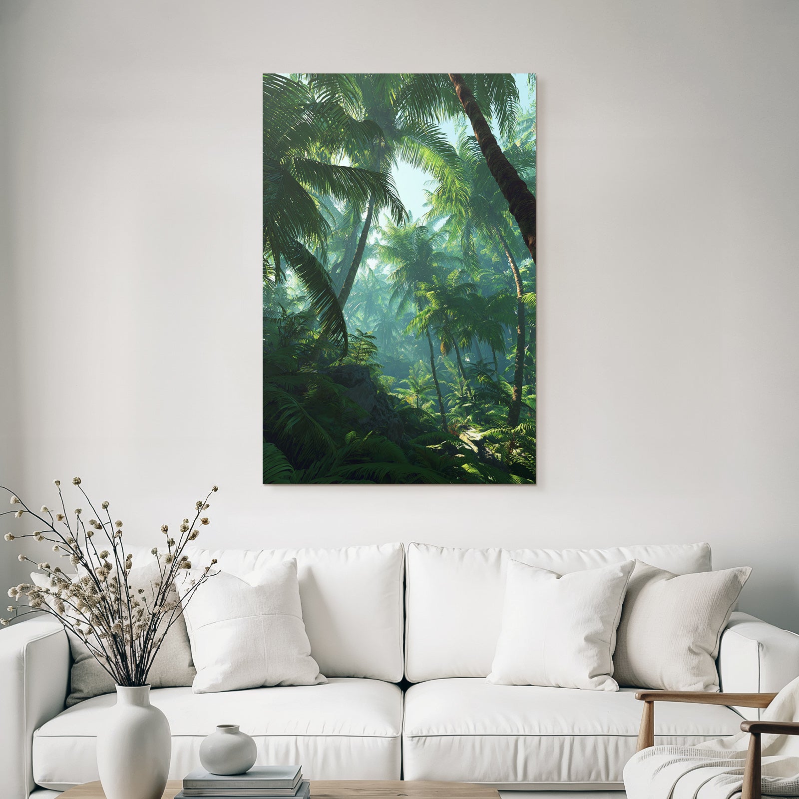 Tropics and Jungle Tropical Forest with Palm Trees and Green Light Ambiance